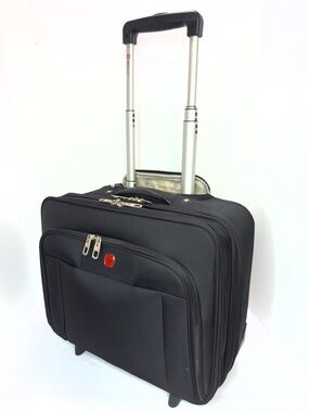 SwissGear Lugano 17” Rolling Overnight Briefcase Black Wheeled Travel Bag